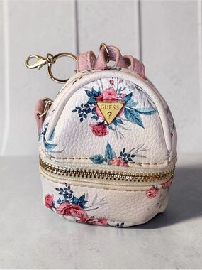 GUESS Floral Mini Backpack Keyring Bag Charm 2”